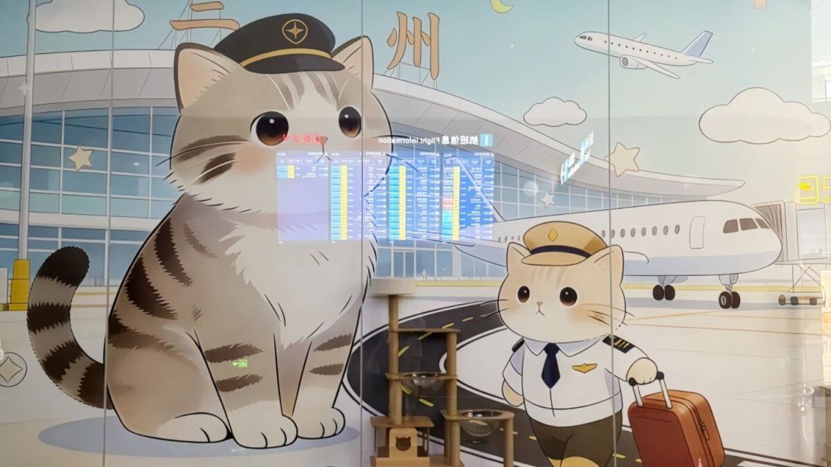Un aeropuerto en China adoptó a tres gatos para que sean su patrulla antiratones