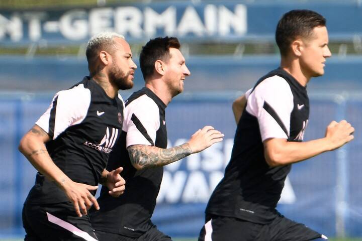 Ander, con Messi y Ney en PSG. (AFP)