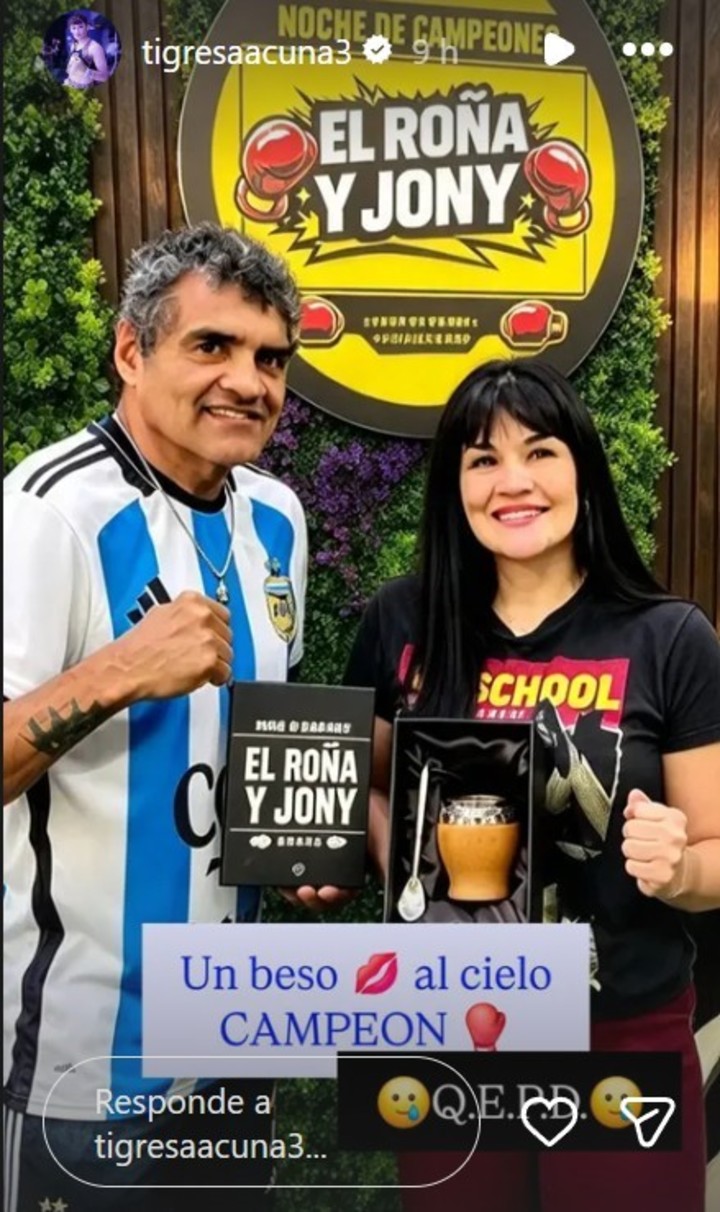 El mensaje de despedida de la Tigresa Acuña a Roña Castro.  (@tigresaacuna3)