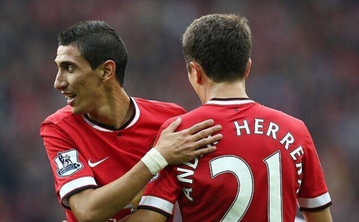 Ángel Di María con Ander Herrera en Manchester United. (Foto: United)